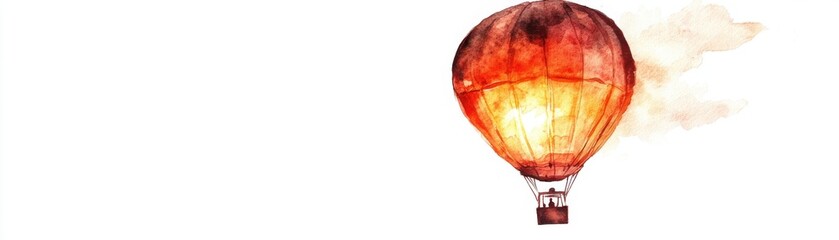 Watercolor illustration of a hot air balloon in the shape of a character, playful and unique, isolated on white background