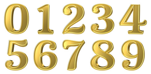 set of 3d golden numbers
