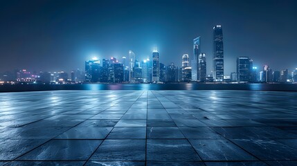 Nighttime Urban Road in Shanghai, Perfect for Commercial Car Advertisement Background