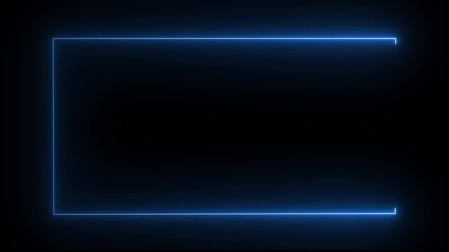 Animation of rectangle glowing neon frame background. Neon abstract rectangle shape line animation.