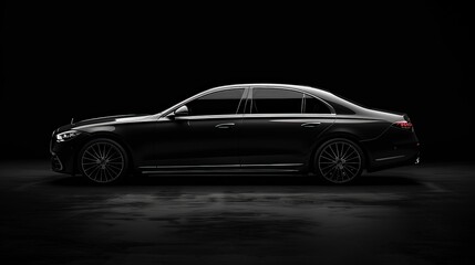 Fototapeta premium The side profile of a luxury sedan, highlighting its sleek lines and premium features. A symbol of comfort and class.