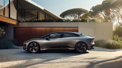 The side view of a hybrid vehicle, featuring its eco-friendly design and modern aesthetics. A perfect blend of style and sustainability.