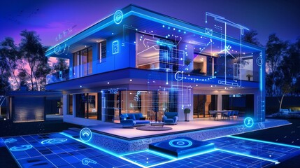 Write about the role of artificial intelligence (AI) in optimizing energy management in a 3D-rendered house.