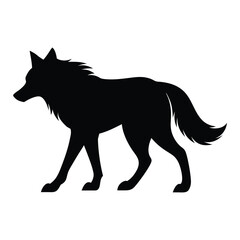 Illustration of Walking Wolf silhouette isolated