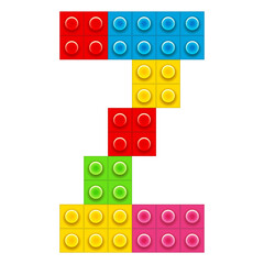 Colorful toy bricks building blocks alphabet letters from A to Z, flat. This is a part of a set which also includes numbers from 0 to 9.