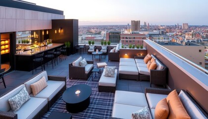 Rooftop Lounge with City View.