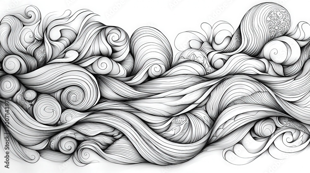 Poster Intricate design showcases flowing lines and spirals, creating a mesmerizing abstract pattern full of movement and rhythm