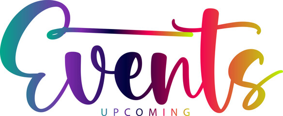 Upcoming events. Origami style speech bubble banner. Sticker design template with Upcoming events text. Vector EPS 10