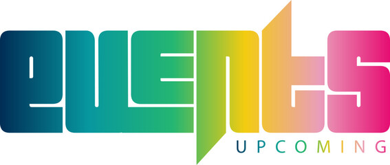 Upcoming events. Origami style speech bubble banner. Sticker design template with Upcoming events text. Vector EPS 10