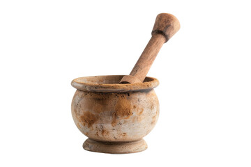 Wooden Mortar and Pestle Isolated