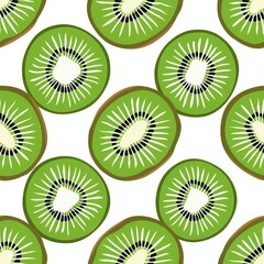 Fototapeta premium Seamless kiwi fruit cut slice pattern background
