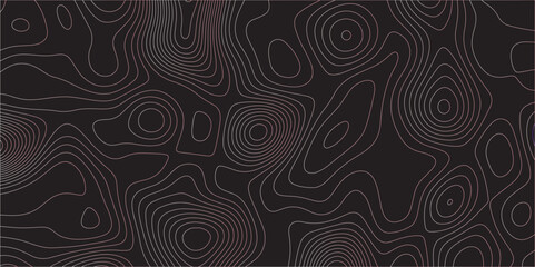 Abstract black colorful gradient Topographic line map pattern background. Contour elevation topographic and textured Background Modern design with black background with topographic wavy Patte.	