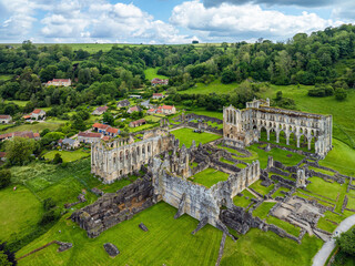 Rievaulx Abbey from a drone, North York Moors National Park, North Yorkshire, England