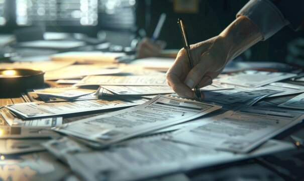 Close-up of ballots being counted