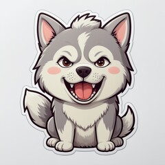 cartoon husky dog sitting with tongue out and tongue out.