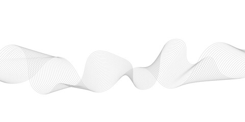 Abstract grey, white smooth element swoosh speed wave modern stream background. Wave with lines created using blend tool. Abstract frequency sound wave lines and twisted curve lines background.	
