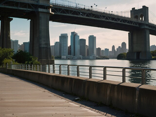 Fototapeta premium city bridge and city skyline