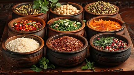 Tom Yam Spices in different bowls 