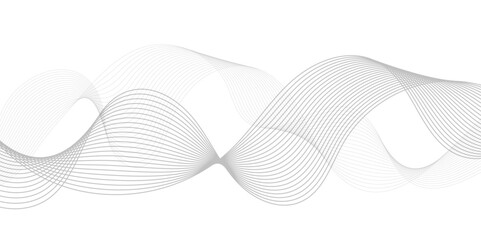 Abstract grey, white smooth element swoosh speed wave modern stream background. Wave with lines created using blend tool. Abstract frequency sound wave lines and twisted curve lines background.	
