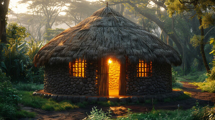 Traditional tribal hut of Kenyan people Nairobi exterior amazing view
