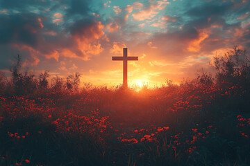A simple and clean cross symbol representing faith, spirituality, or religion, often used in religious contexts