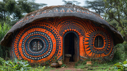 Traditional beautiful tribal hut of Kenyan people Nairobi