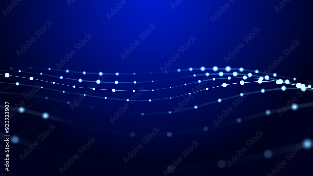 Poster technological background from dots and lines. big data visualization. 3d rendering.