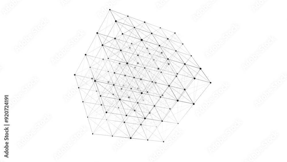 Poster Information storage cells. Abstract background with dots and lines. Network connection structure. Big data digital background. 3D rendering.