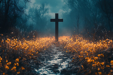 Fototapeta premium A simple and clean cross symbol representing faith, spirituality, or religion, often used in religious contexts