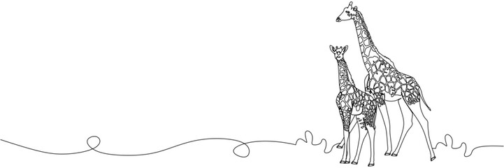 Line art giraffe illustration background