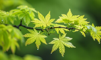 Fresh new leaves on a Japanese acer tree