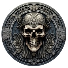 Grim Reaper-Inspired Gothic Skull Art Featuring Vintage Cranium with Colorful Bone Patterns and Macabre Design Elements for Death-Themed Illustrations and T-Shirt Graphics, Perfect for Skeleton Motifs