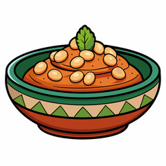Traditional Egyptian beans dish  art vector illustration