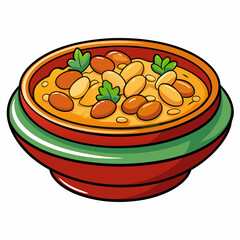 Traditional Egyptian beans dish  art vector illustration