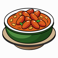 Traditional Egyptian beans dish  art vector illustration