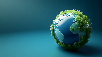 Green 3D planet Earth globe, global environment concept