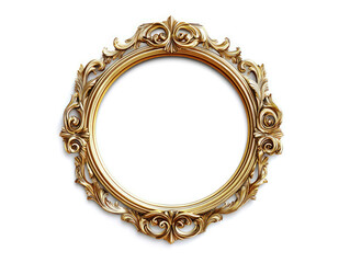 A beautifully crafted oval-shaped gold picture frame, featuring intricate and ornate designs, showcasing the elegance of classic art.