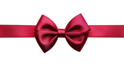 A vibrant red satin ribbon is elegantly tied in a perfect bow, exuding a sense of luxury and sophistication, common in festive and special occasions.