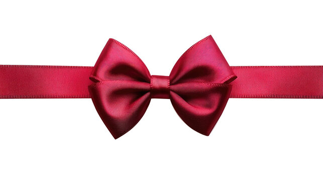 A vibrant red satin ribbon is elegantly tied in a perfect bow, exuding a sense of luxury and sophistication, common in festive and special occasions.
