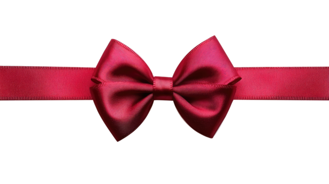 A vibrant red satin ribbon is elegantly tied in a perfect bow, exuding a sense of luxury and sophistication, common in festive and special occasions.