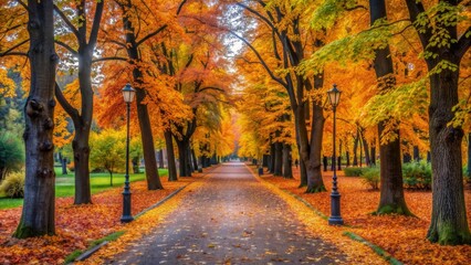 Fototapeta premium Empty pathway in autumn park fall landscape