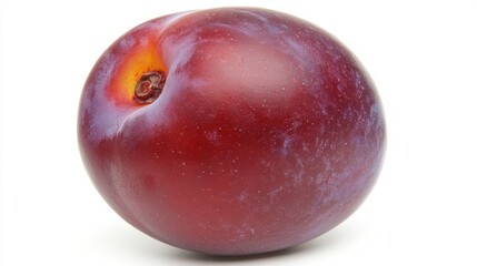 Obraz premium Juicy and Ripe Plum in Side Profile on White Background - Summer Fruit Photo