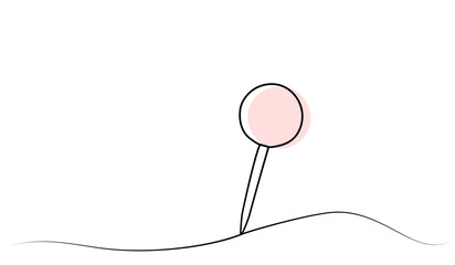 Continuous single line drawing of a push pin. vector