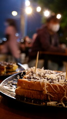 Toast with chocolate sprinkles on the table