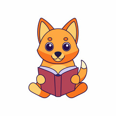 Dog reading book art vector