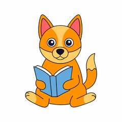 Dog reading book art vector