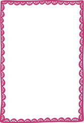 Decorative vector vintage frame with lace edge. A clipart element in hand-drawn style. Isolated decoration in burgundy color. Suitable for wedding or birthday invitation.