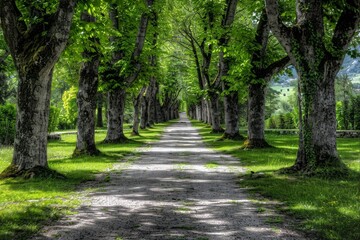 open-air park with green trees close-up . Beautiful simple AI generated image in 4K, unique.