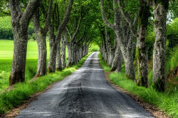 Obraz premium Germany, Mecklenburg-Western Pomerania, Ruegen, Bergen, Alley, cobblestone street. Beautiful simple AI generated image in 4K, unique.