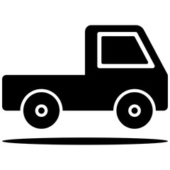 one black pickup truck icon on white,vector illustration.